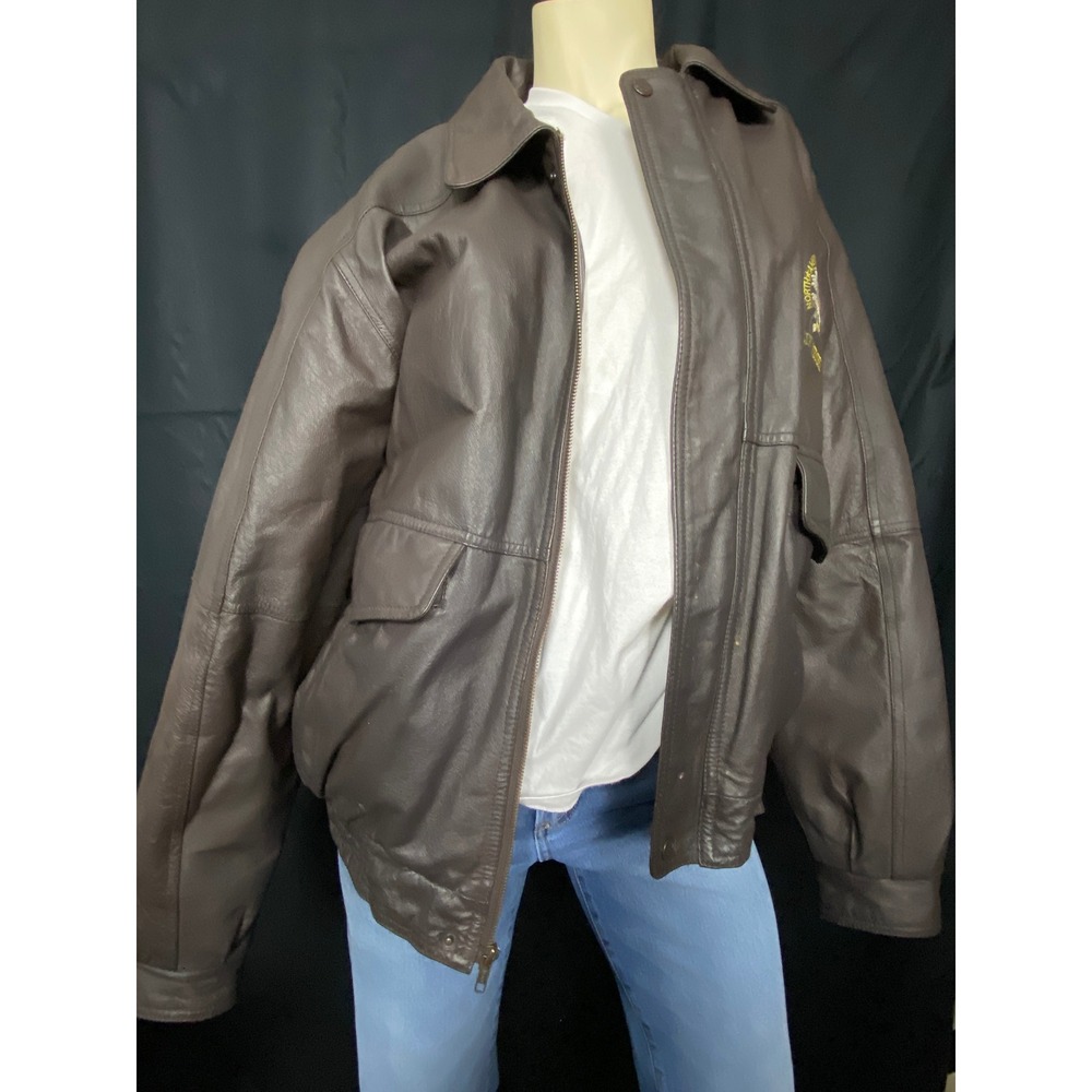 North American Hunting Club Leather Jacket Life Member Brown‎ Full Zip
